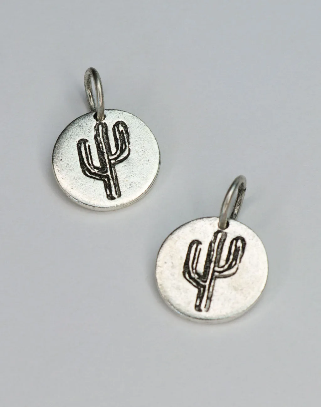 Cactus Circle Charm, 14mm  (2pc)