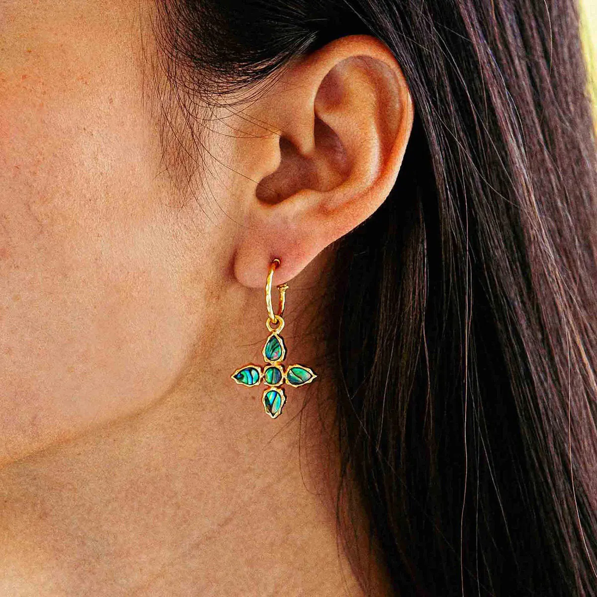 CAPUCINE DE WULF - AURORA HOOP WITH DOUBLE SIDED CHARM - MOP/ABALONE