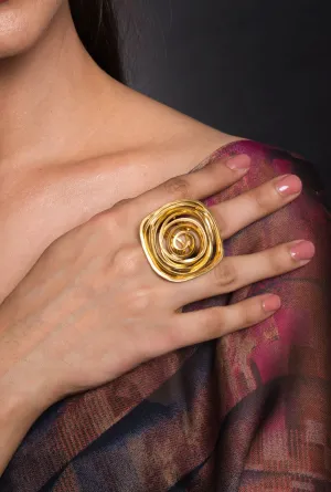 Carolina Round Square Spiral Adjustable Ring