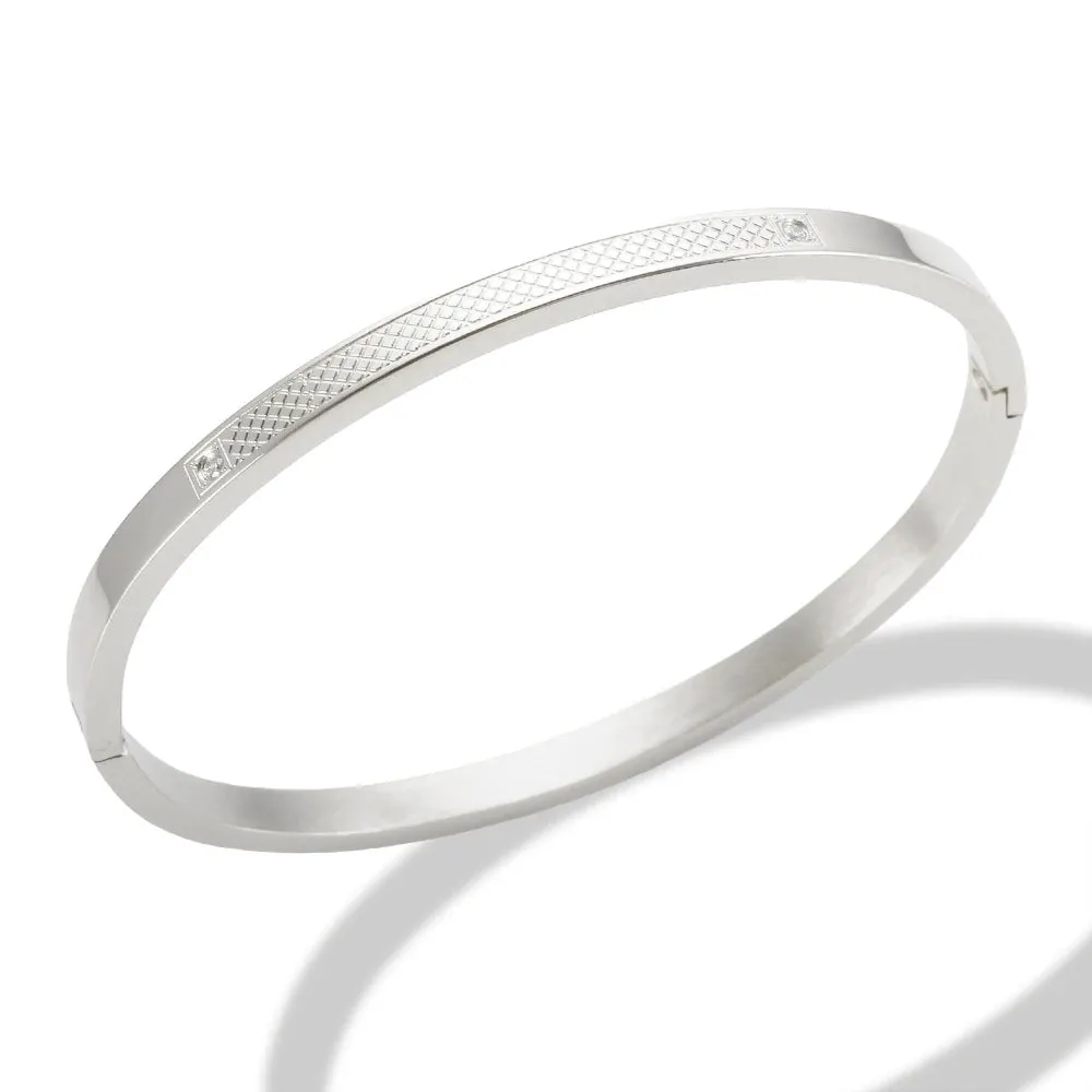 Carved X Line Graphic Bracelet Bangles Cubic Zirconia Metal Bracelets