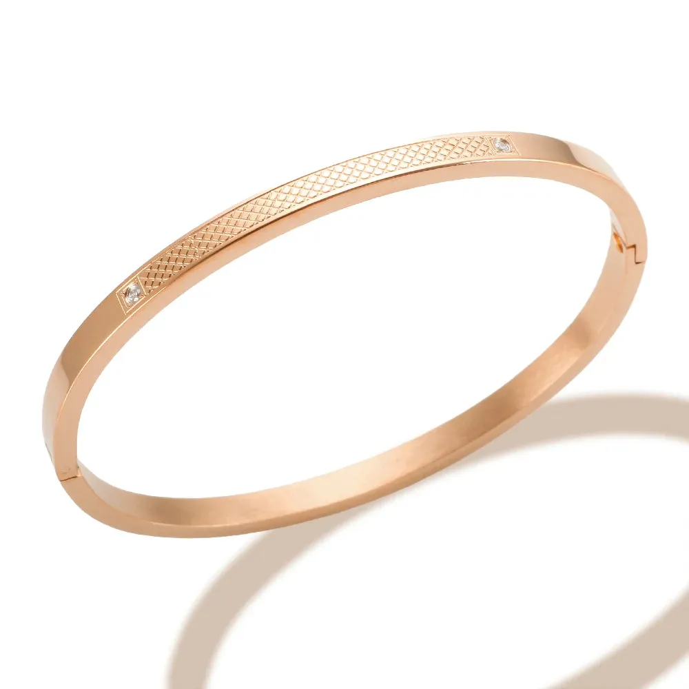 Carved X Line Graphic Bracelet Bangles Cubic Zirconia Metal Bracelets