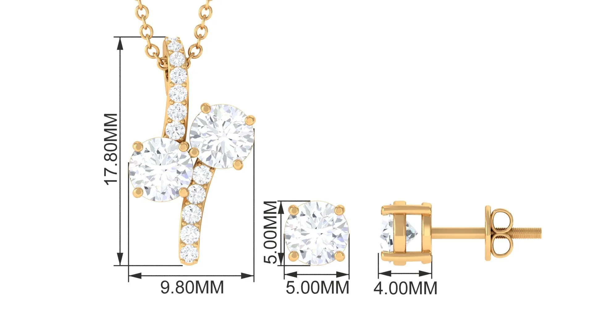 Certified Moissanite Minimal Jewelry Set