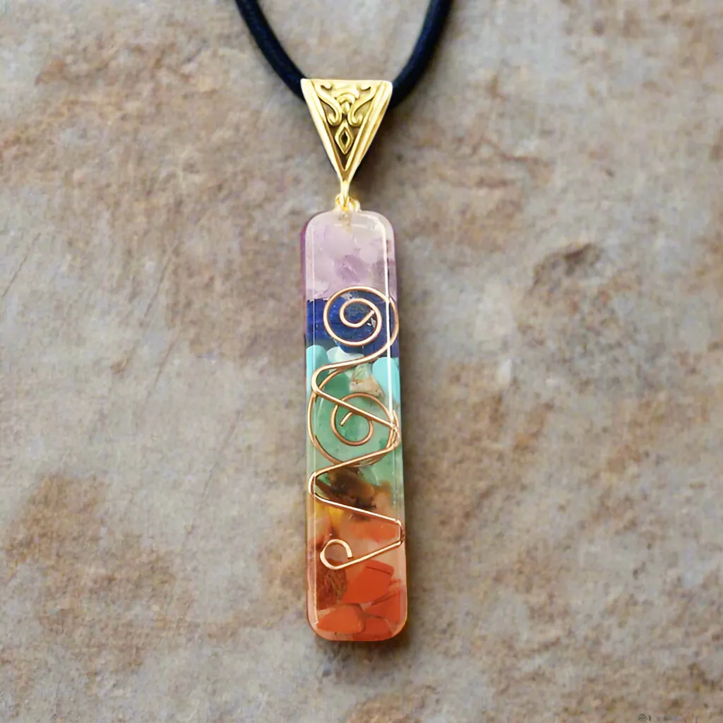 Chakra Gemstone in Resin Pendant Necklaces