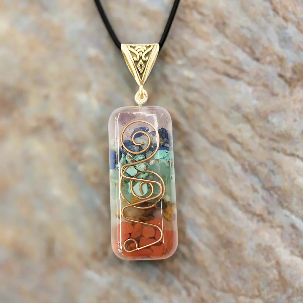 Chakra Gemstone in Resin Pendant Necklaces