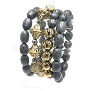 Charcoal Aura & Pewter Stack and Stretch Bracelets Set from Leetie Lovendale