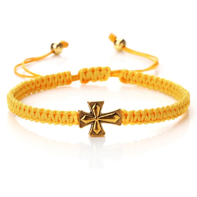 Christian Braided Rope Bracelet with Cross Charm