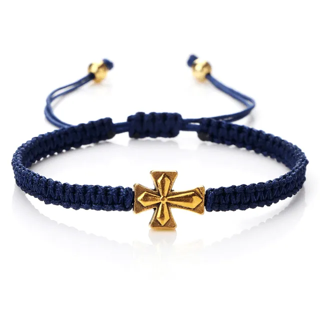 Christian Braided Rope Bracelet with Cross Charm