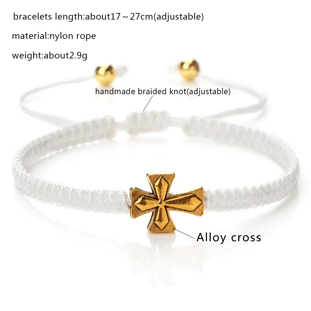 Christian Braided Rope Bracelet with Cross Charm