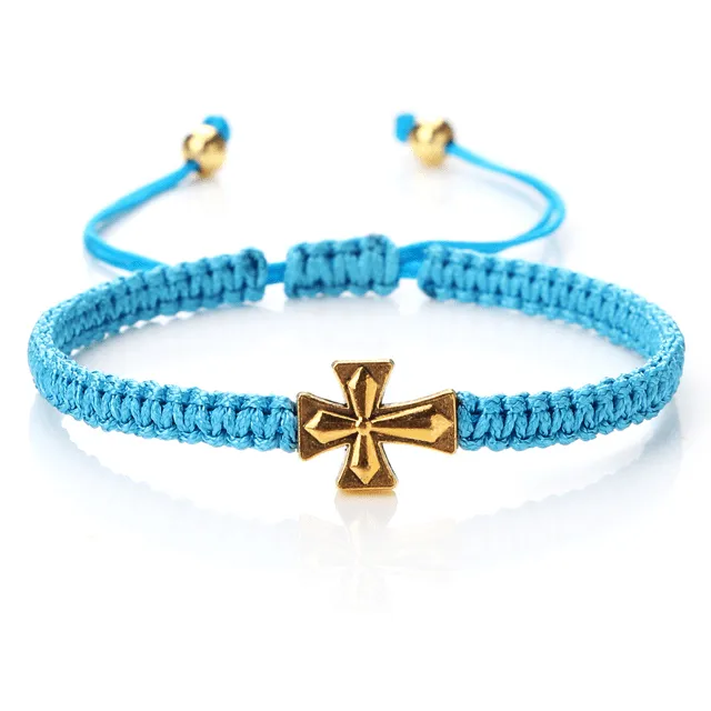 Christian Braided Rope Bracelet with Cross Charm