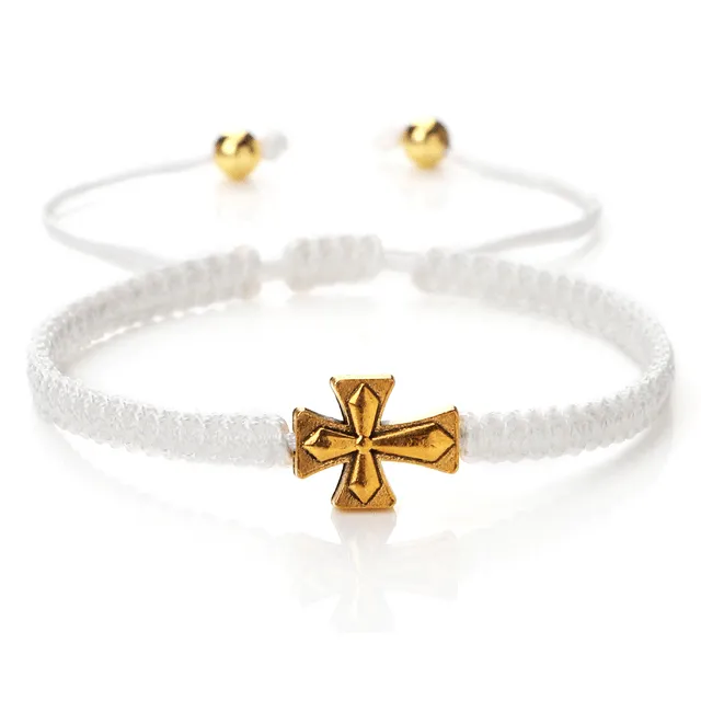 Christian Braided Rope Bracelet with Cross Charm