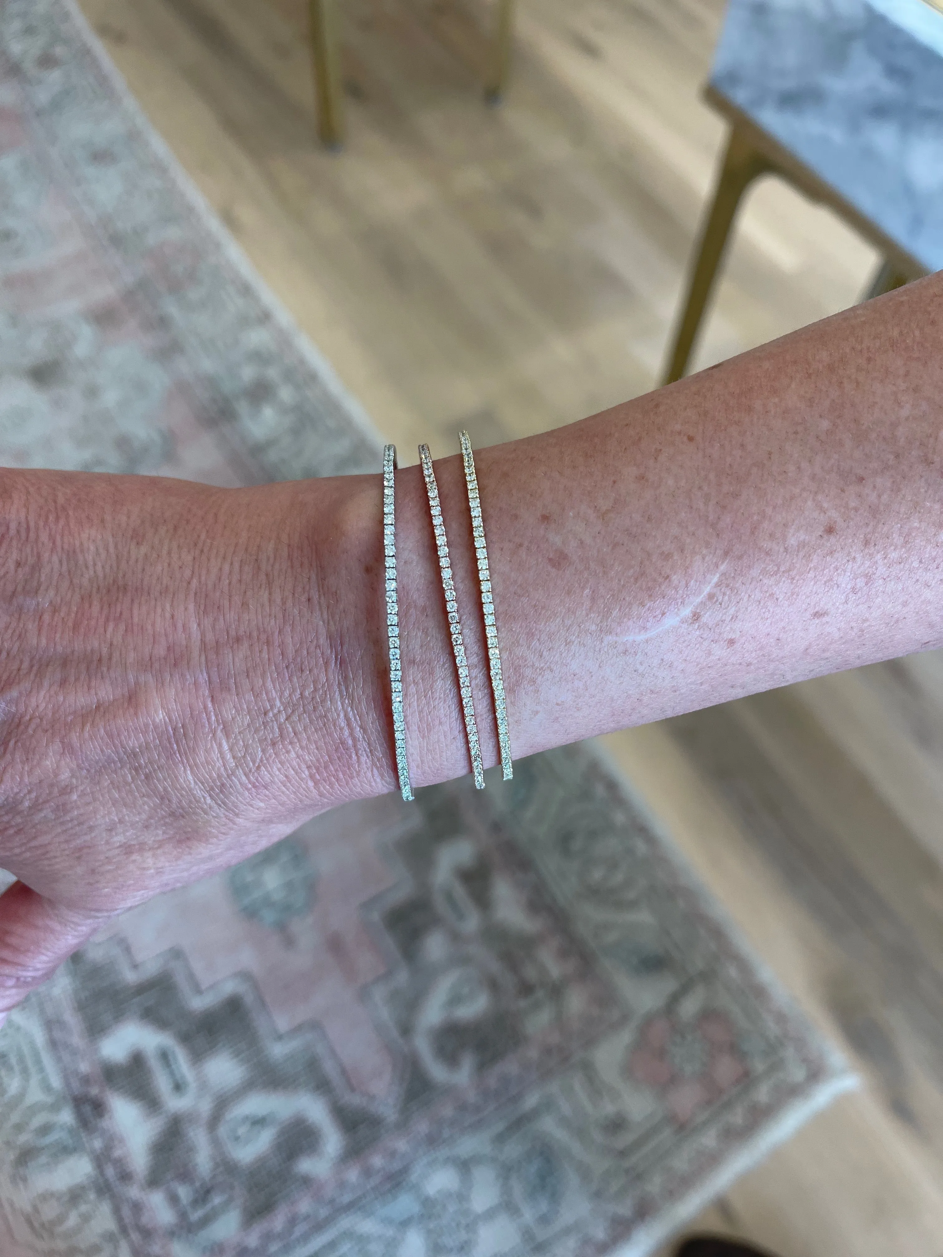 Classic 4 Prong Setting Diamond Flexible Tennis Bangle