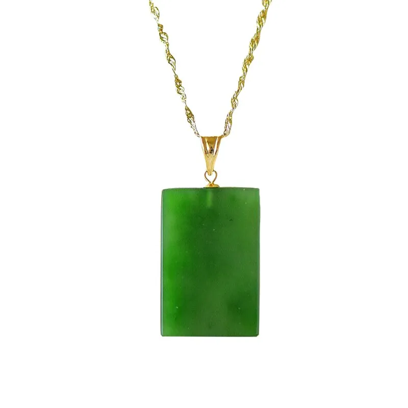 Classic craftsmanship natural Hetian jasper rectangular ladies pendant necklace