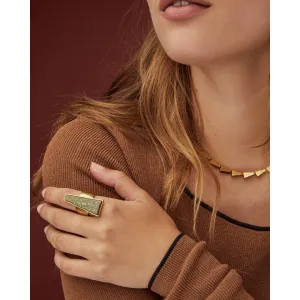 Collins Cocktail Ring size 7 in Vintage Gold Olive Epidote