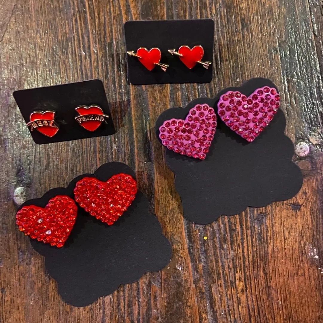 Crystal Heart-Stud Earrings-Joe Cool