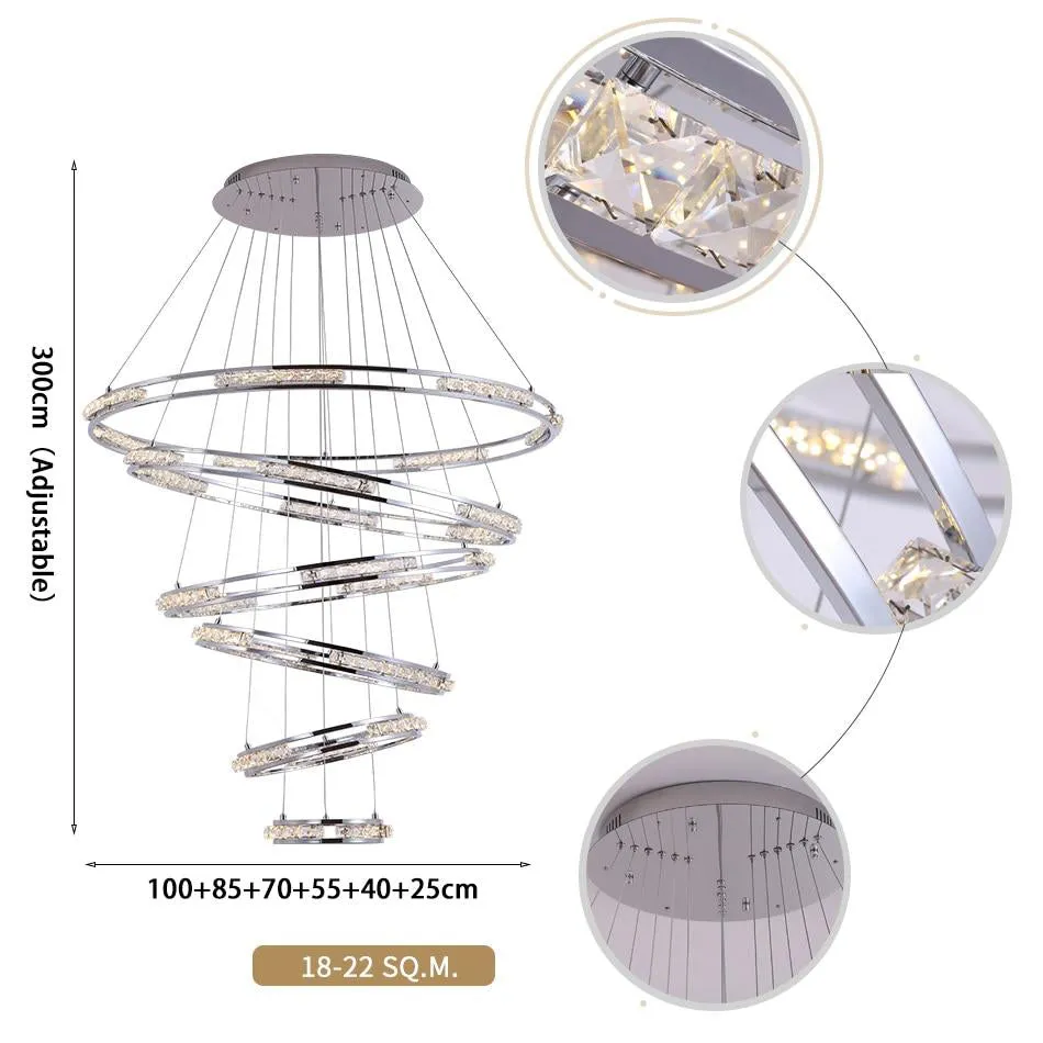 Crystal Rings Chandelier and Pendants