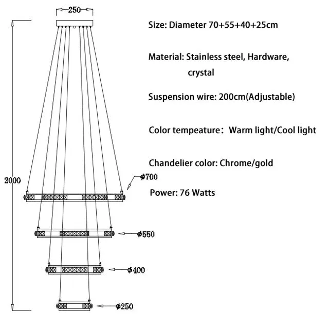 Crystal Rings Chandelier and Pendants