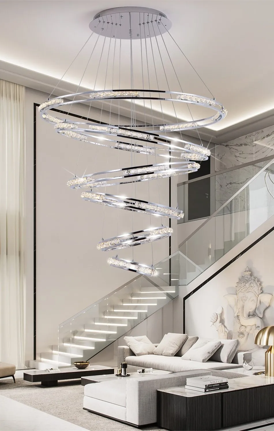 Crystal Rings Chandelier and Pendants