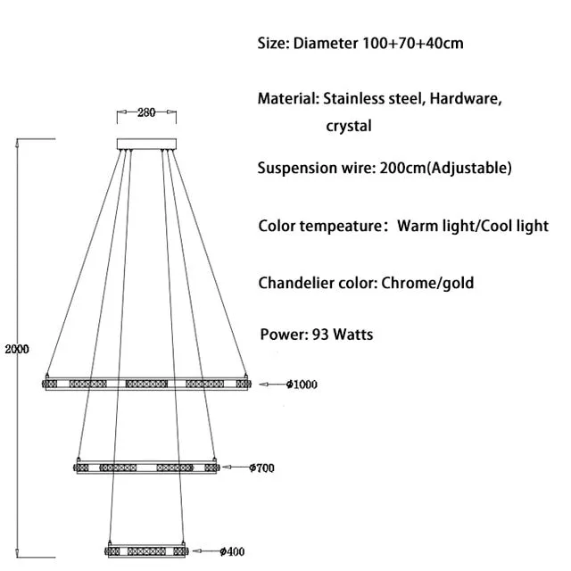 Crystal Rings Chandelier and Pendants