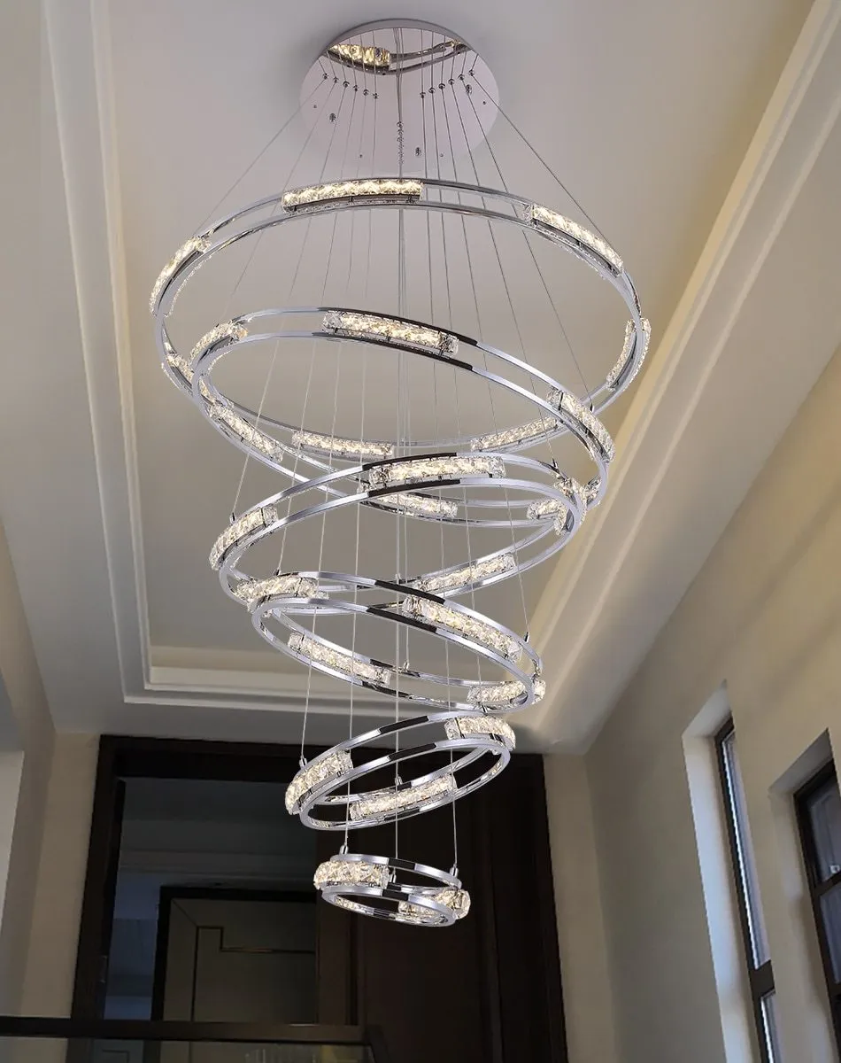 Crystal Rings Chandelier and Pendants