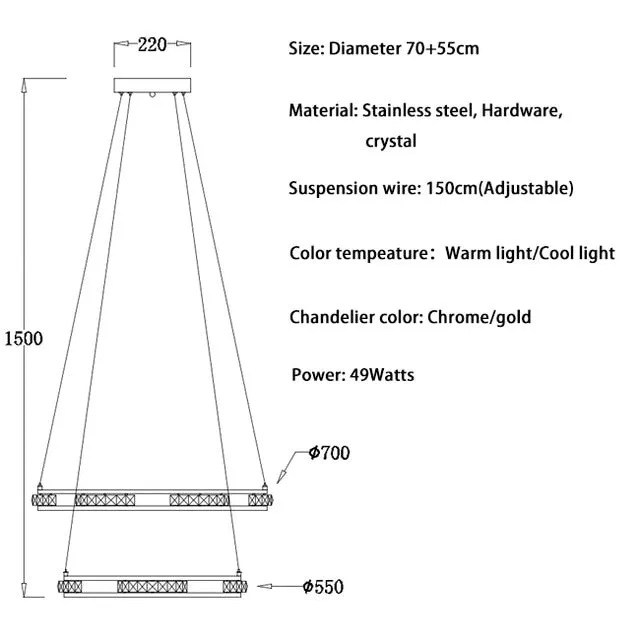 Crystal Rings Chandelier and Pendants