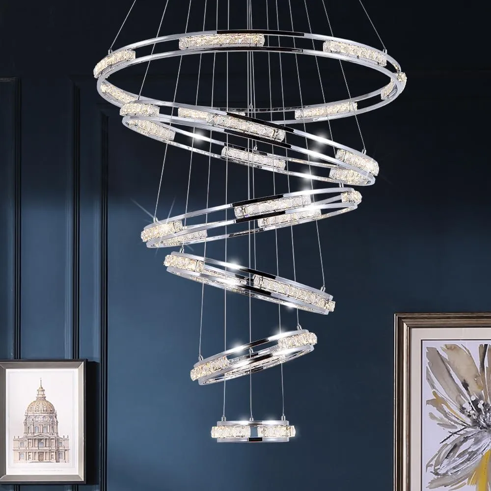 Crystal Rings Chandelier and Pendants