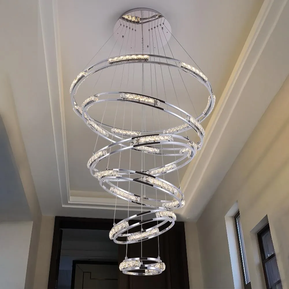 Crystal Rings Chandelier and Pendants
