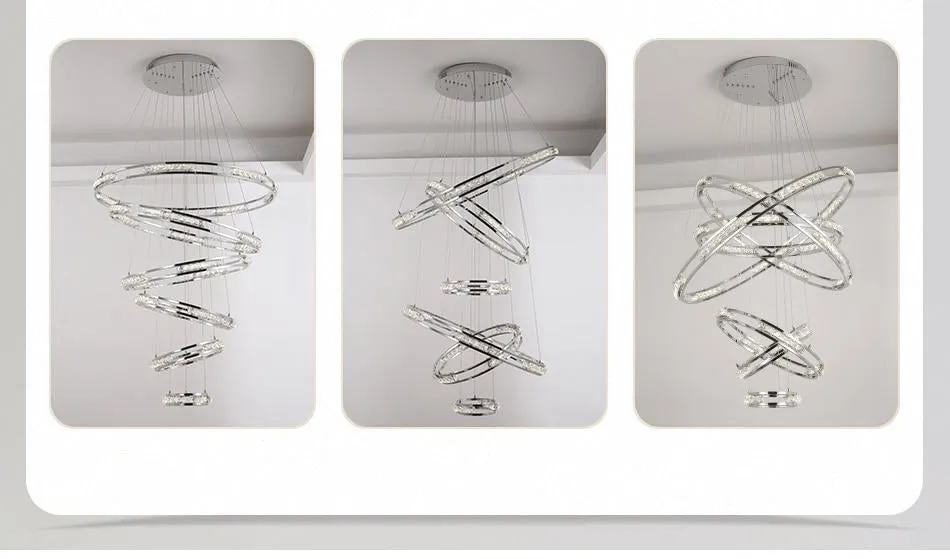 Crystal Rings Chandelier and Pendants