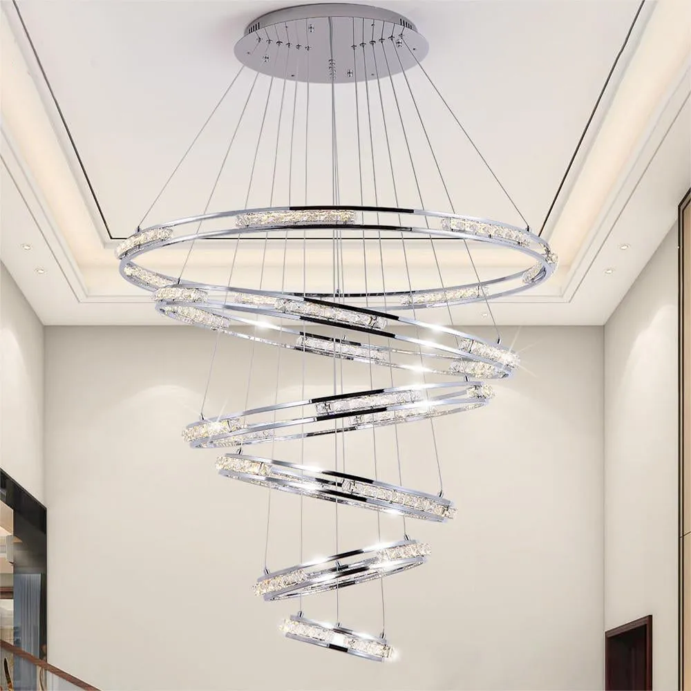 Crystal Rings Chandelier and Pendants
