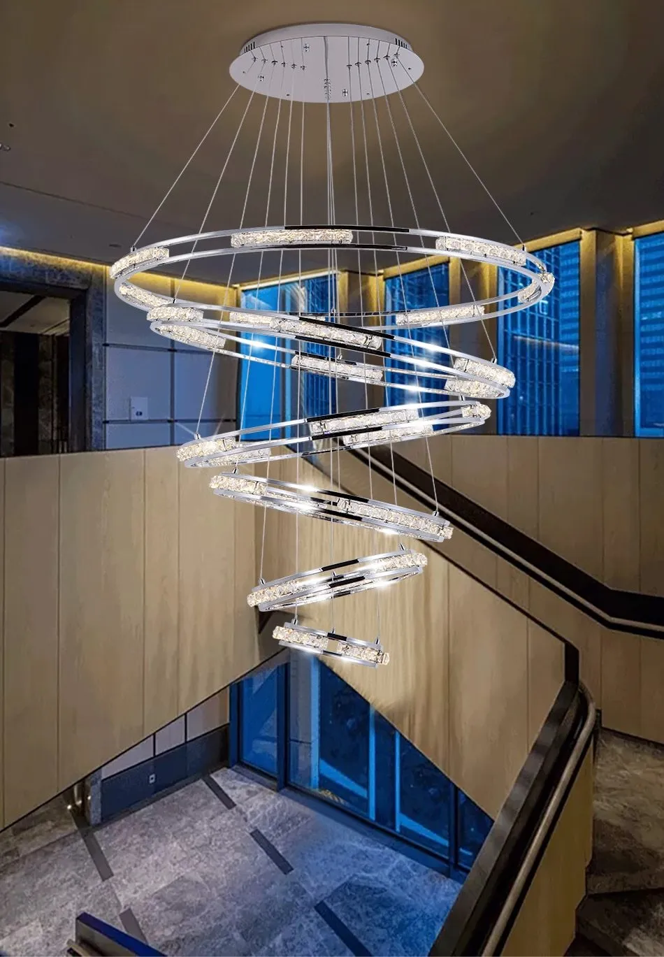 Crystal Rings Chandelier and Pendants