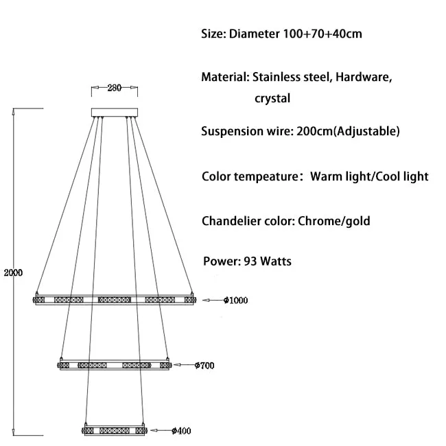 Crystal Rings Chandelier and Pendants