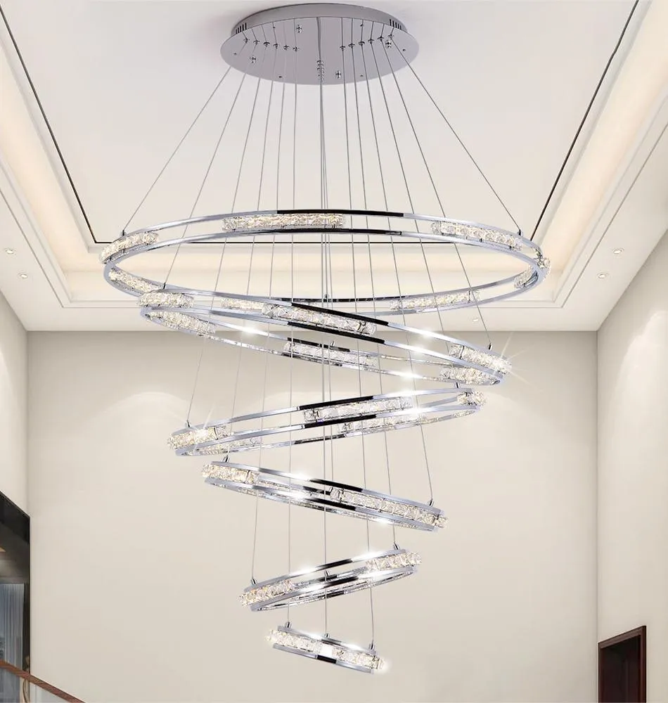 Crystal Rings Chandelier and Pendants