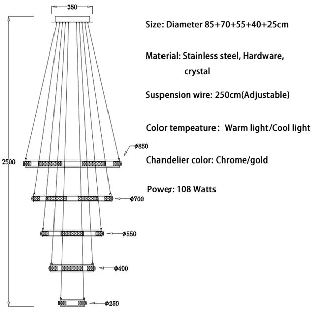 Crystal Rings Chandelier and Pendants