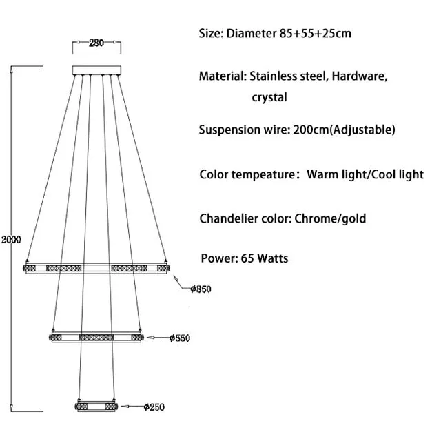 Crystal Rings Chandelier and Pendants