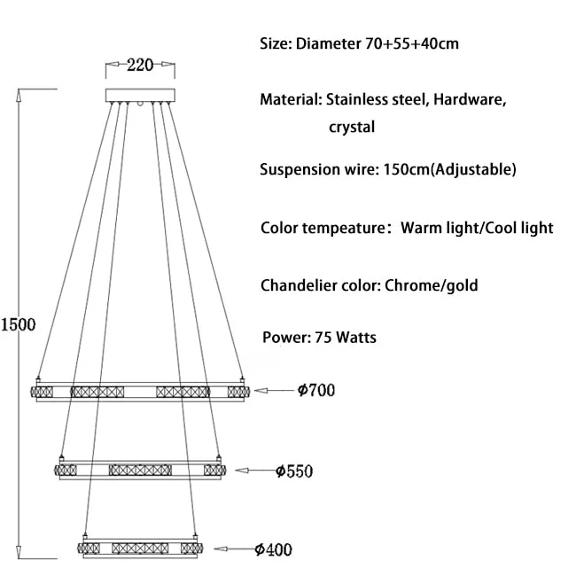 Crystal Rings Chandelier and Pendants
