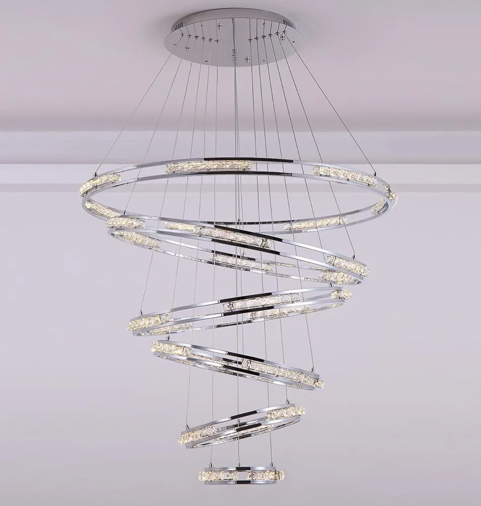 Crystal Rings Chandelier and Pendants