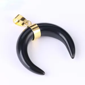 Crystal Semi Precious Stone Moon Pendant Necklace Electroplated Gold For Men And Women