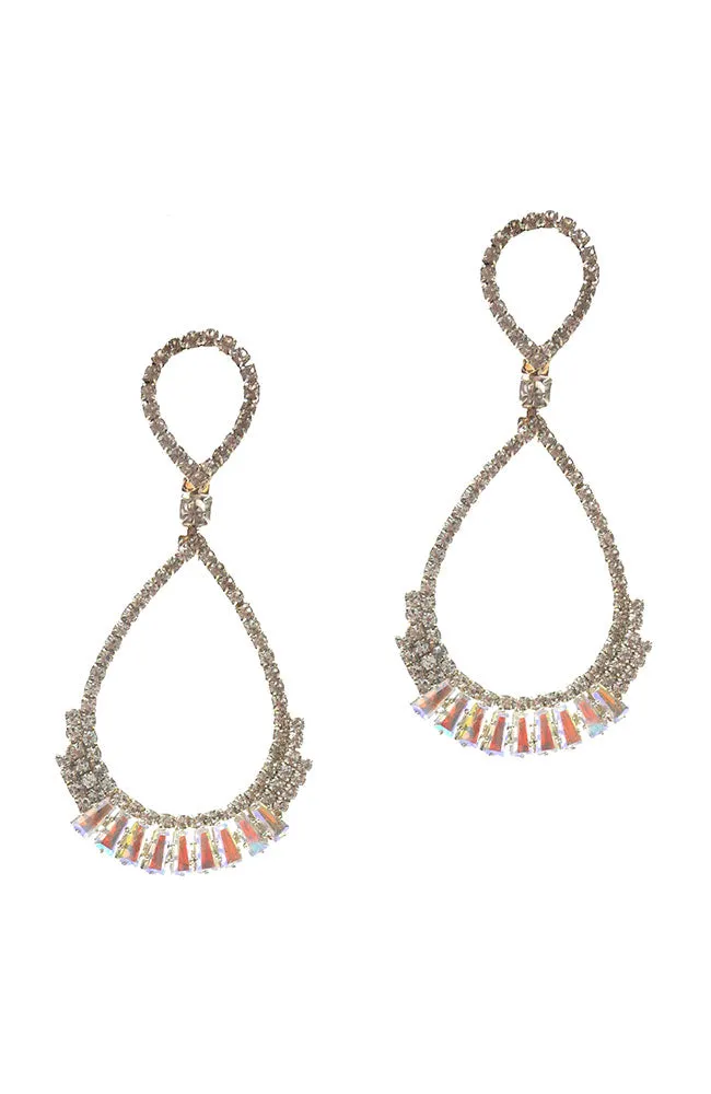 CZ AB Slv Teardrop Earrings