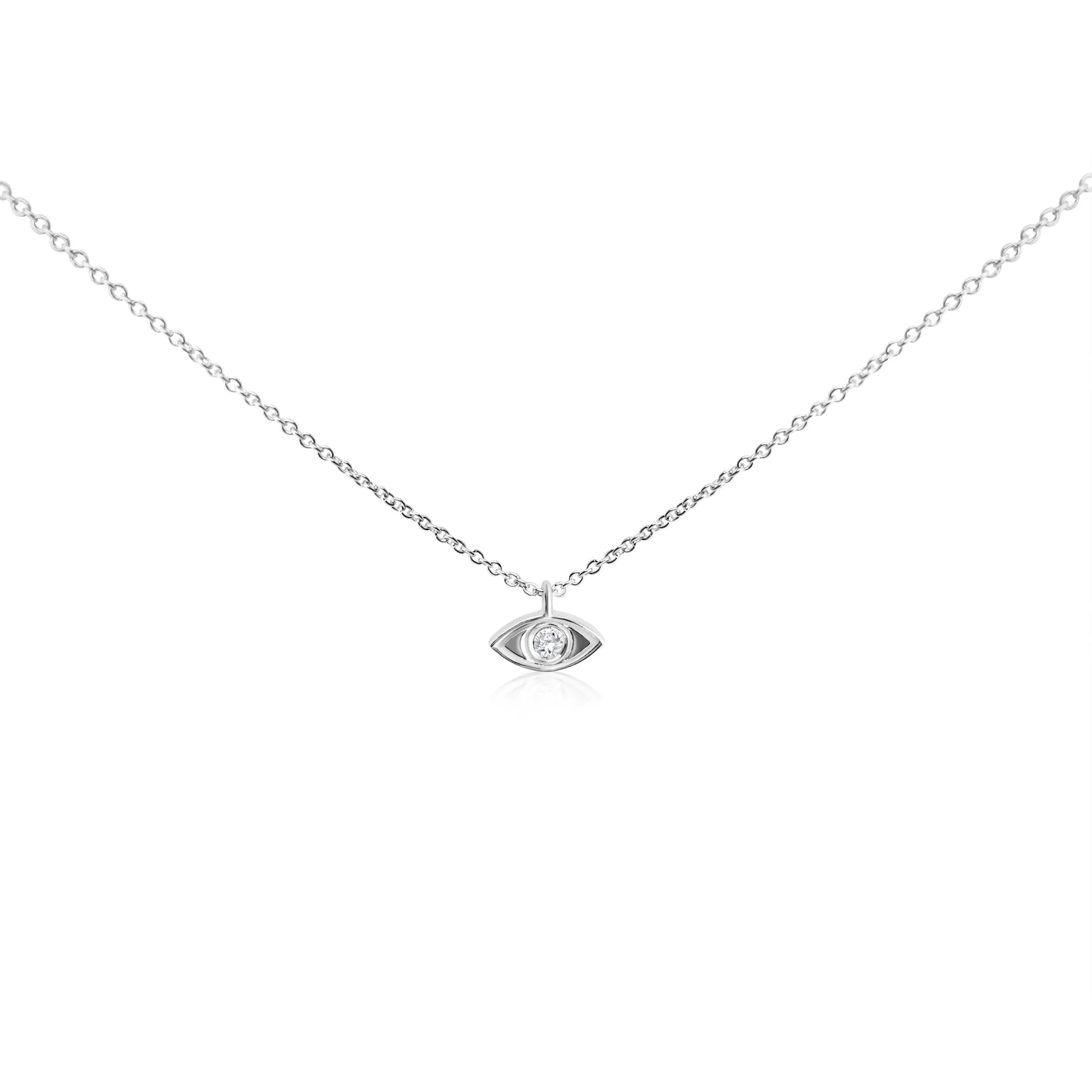 Dainty Evil Eye Diamond and Gold Necklace