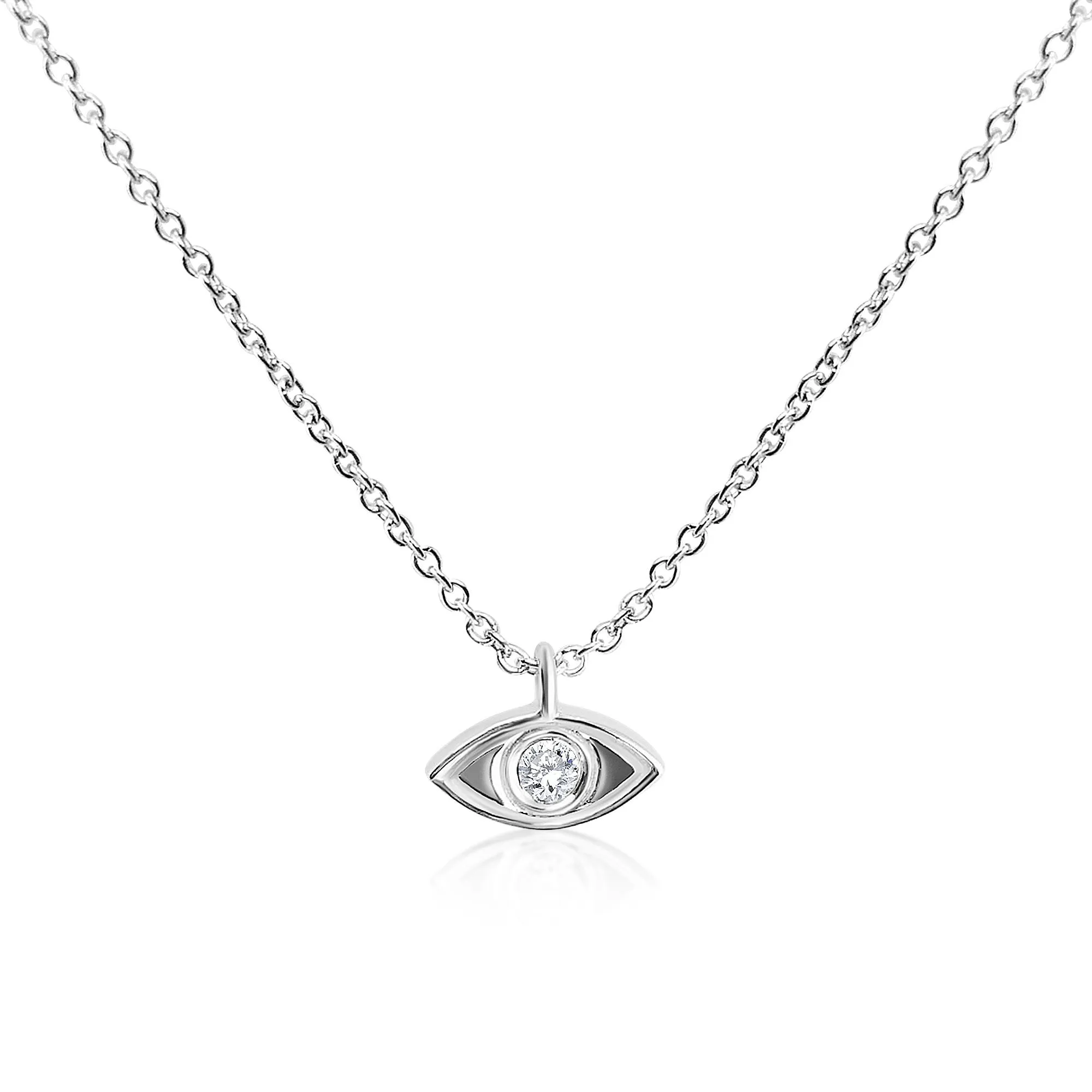 Dainty Evil Eye Diamond and Gold Necklace