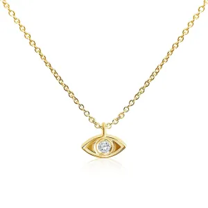 Dainty Evil Eye Diamond and Gold Necklace