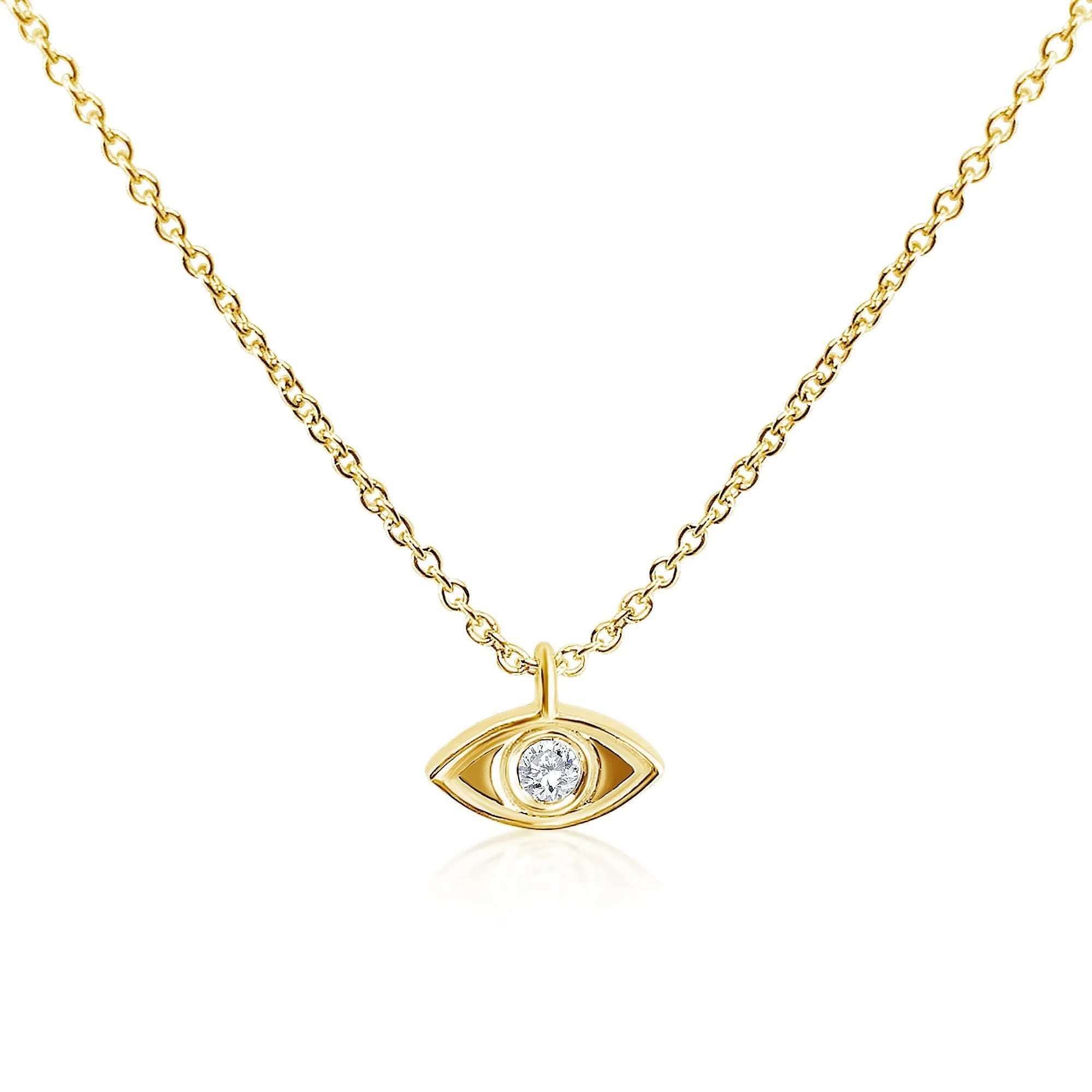 Dainty Evil Eye Diamond and Gold Necklace