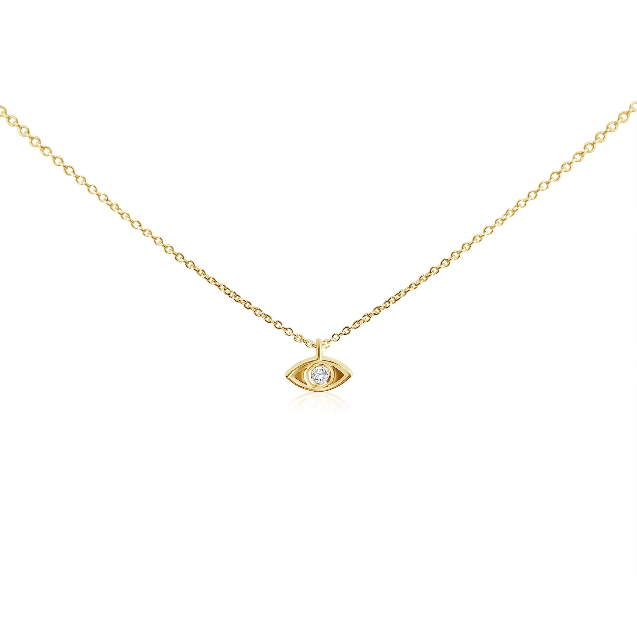 Dainty Evil Eye Diamond and Gold Necklace
