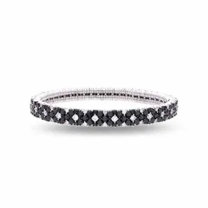 DEMEGLIO CASHMERE 18CT WHITE GOLD BLACK AND WHITE DIAMOND STRETCH BANGLE