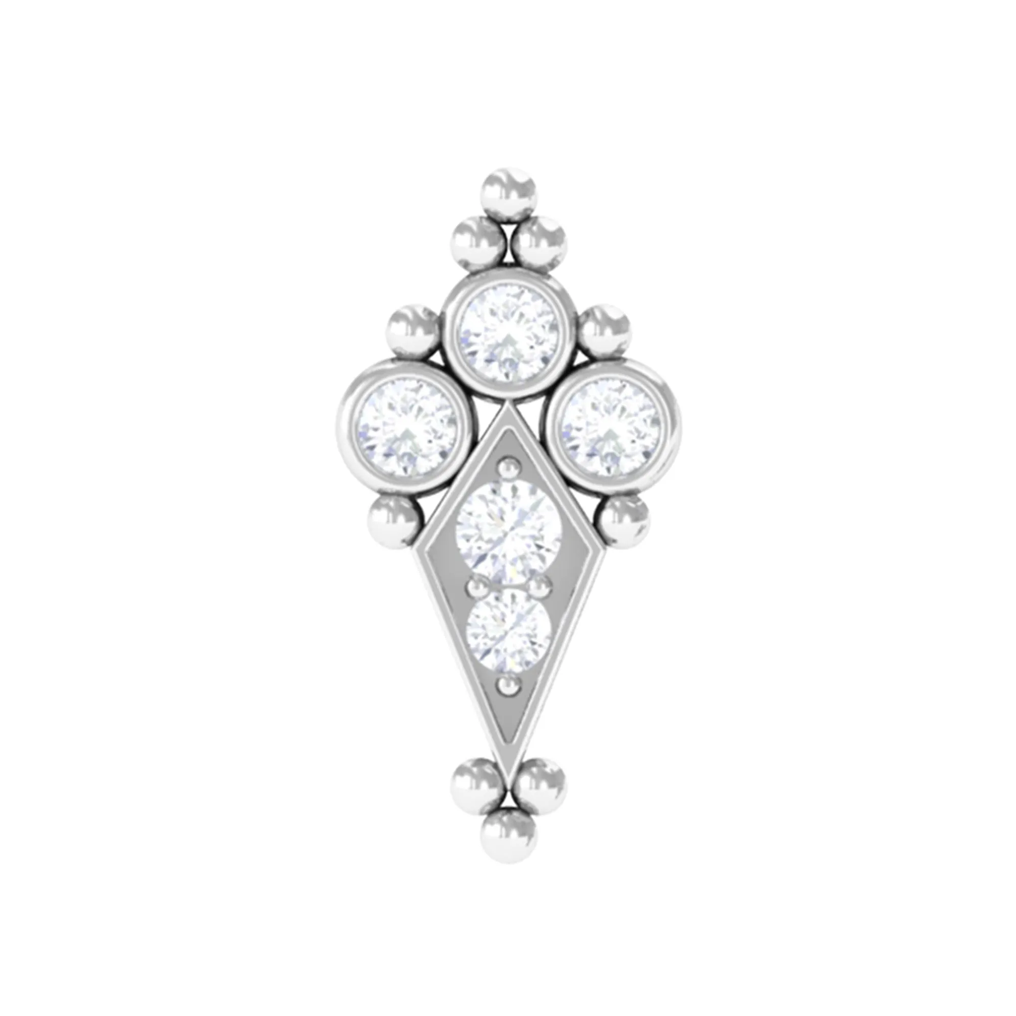 Diamond Art Deco Cartilage Earring with Beads