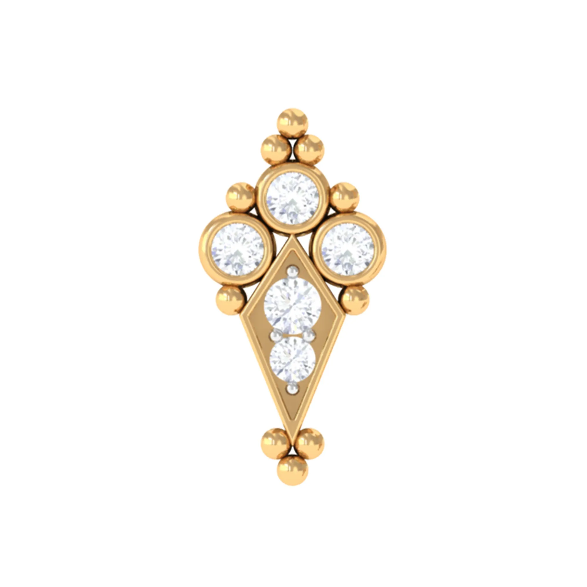 Diamond Art Deco Cartilage Earring with Beads