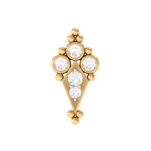 Diamond Art Deco Cartilage Earring with Beads