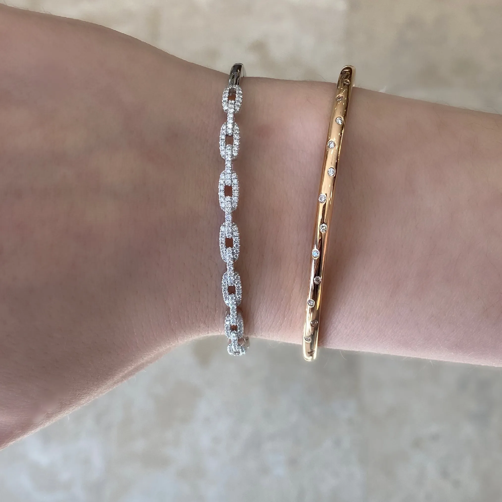 Diamond Chain Link Bangle Bracelet