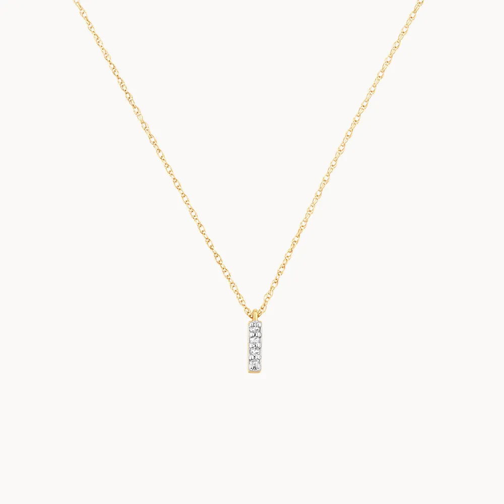 Diamond Letter I Necklace in 10k Gold
