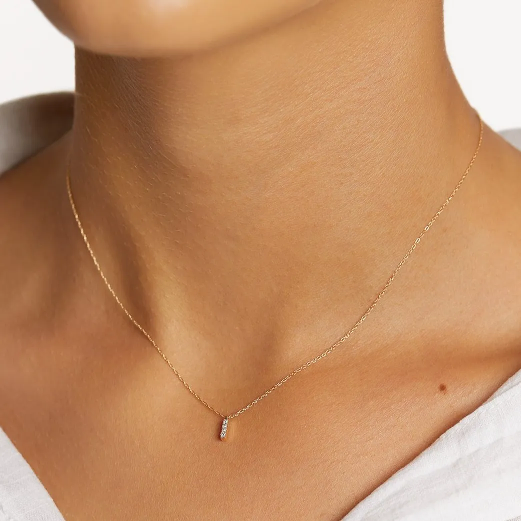 Diamond Letter I Necklace in 10k Gold