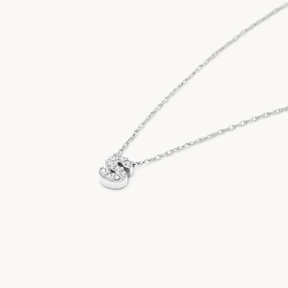 Diamond Letter S Necklace in Silver